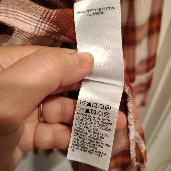 Lucky Brand Women's Plaid Popover Peasant Top Sz XL Boho Lightweight Casual - Picture 7 of 8